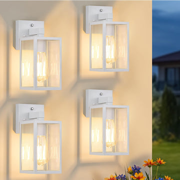 Plastic Dusk to Dawn Outdoor Wall Sconce White 4-Pack