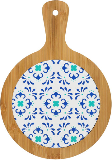 Teal & Blue - 10.5" Ceramic Heat Resistant Trivet Summer Italian Mediterranean Kitchen Decor