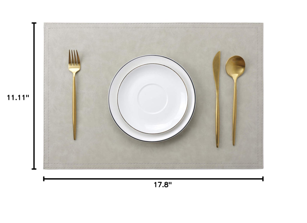 Waterproof PU Placemats,Set of 8, Faux Leather Dining Table Mat, Easy to Wipe Off Scrub Vinyl Mat, Heat & Stain