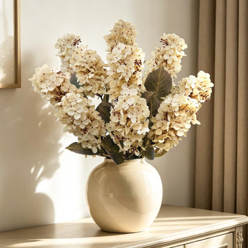8 Pcs Cream Artificial, 24'' Fall Silk Fake with Stems, Faux White for Vase Centerpieces DIY Home Indoor and Outdoor