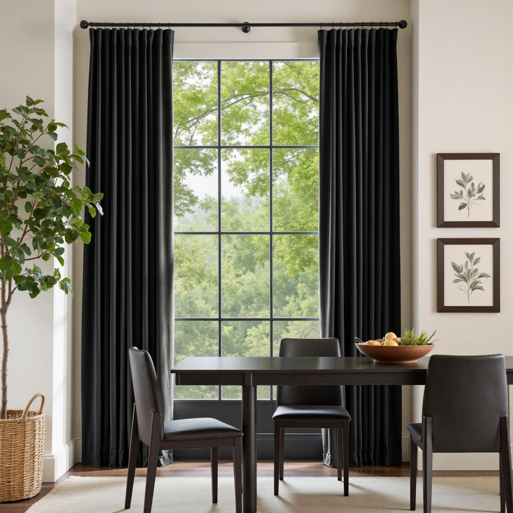 Extra Long Black Velvet Curtains Rod Pocket 52×120 Inch 2 Panels