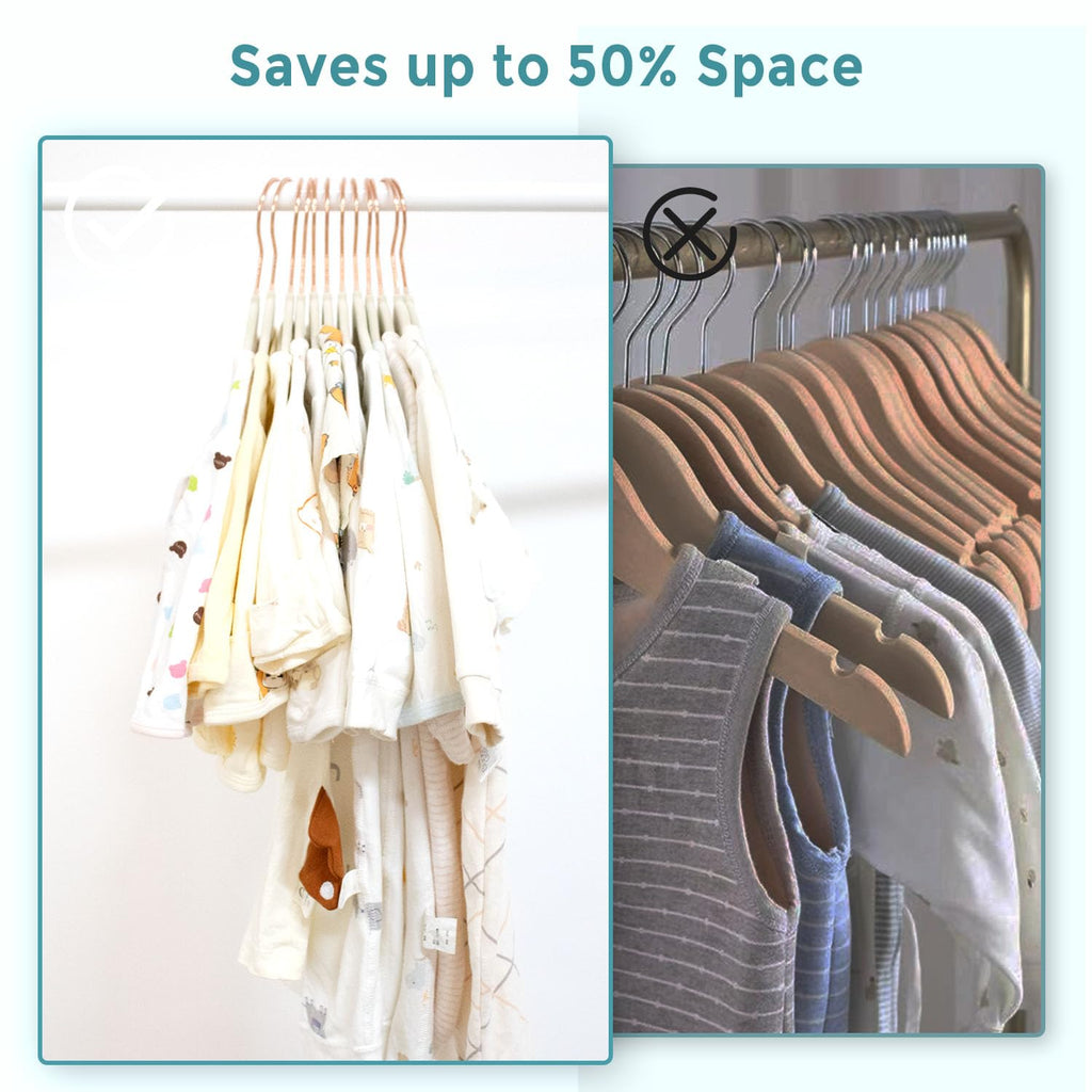 Baby Velvet Hangers 30 Pack - 11 Inch Premium Felt Non Slip Kids Hanger for Infant & Toddler Clothes - 0.2" Slim