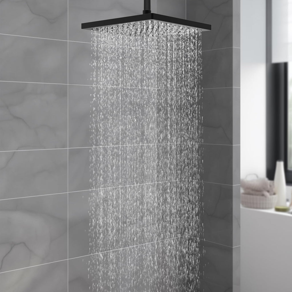 CUPC Certified High Pressure 10'' Rain Shower Head, Matte Black