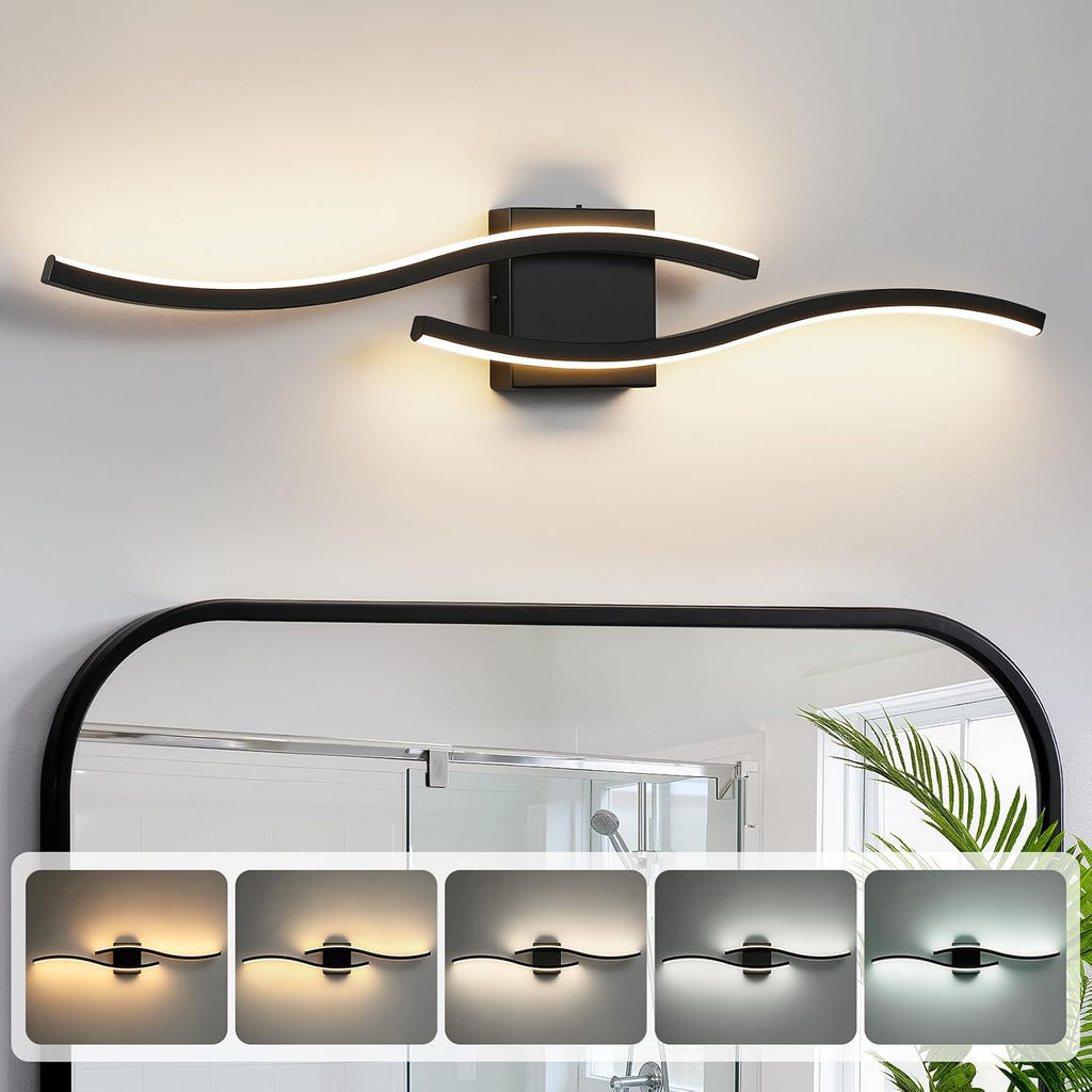 Bathroom Vanity Lights Over Mirror: 31.5 Inch 20W Black LED Bathroom Lighting Fixtures 5CCT Dimmable 2700-5000K