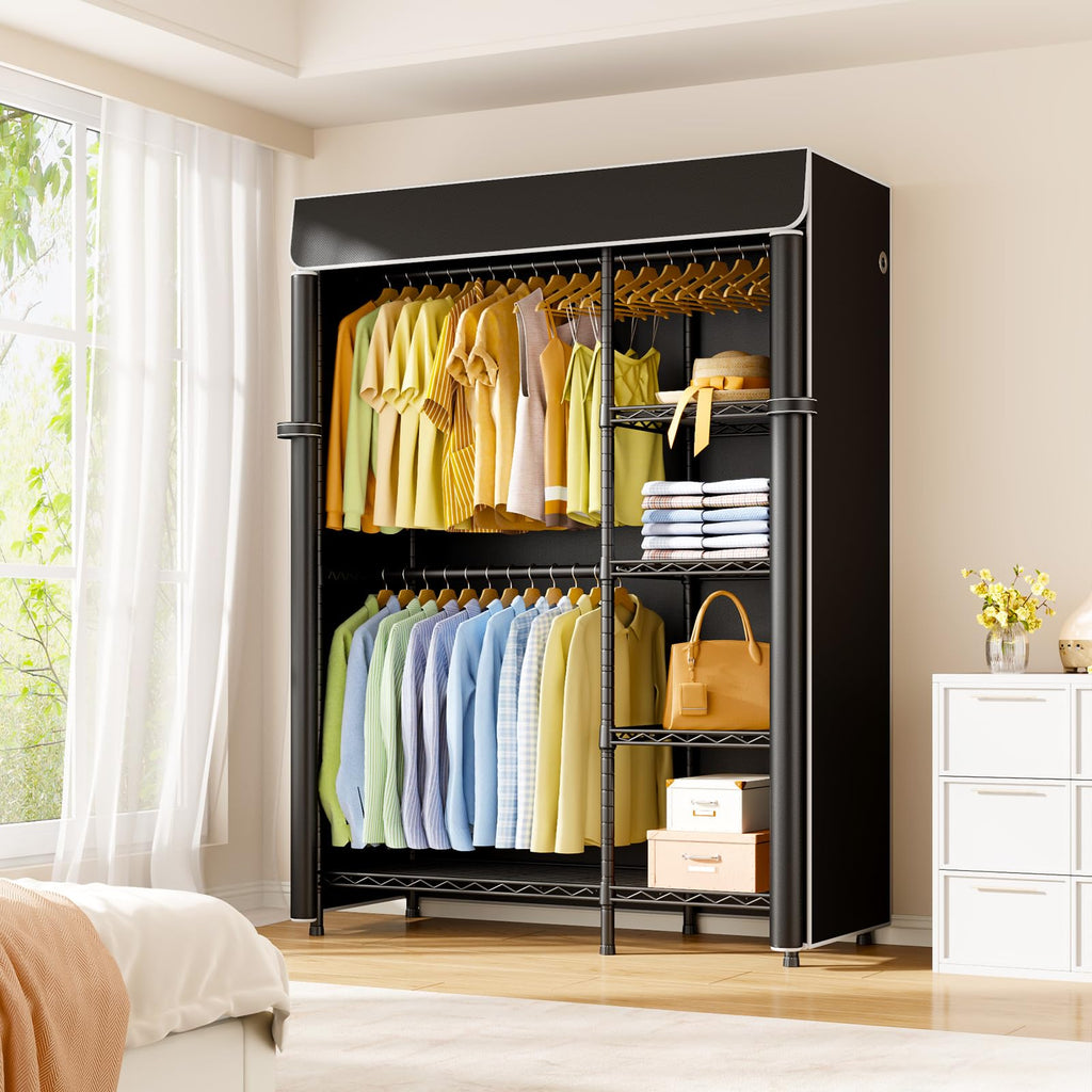 F2C Clothes Rack with Cover, 47.2"W x 16.5"D x 78.3"H, Load 692lbs