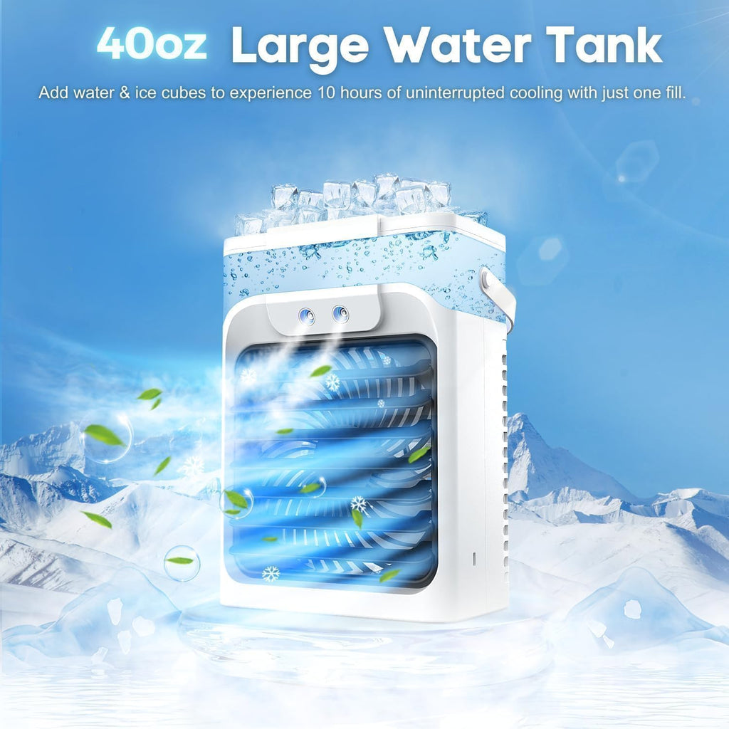 Portable Air Conditioners, 3 Speeds, 3 Mist Modes, 40oz Water Tank, 2~8h Timer & 7-color Ambient Lights