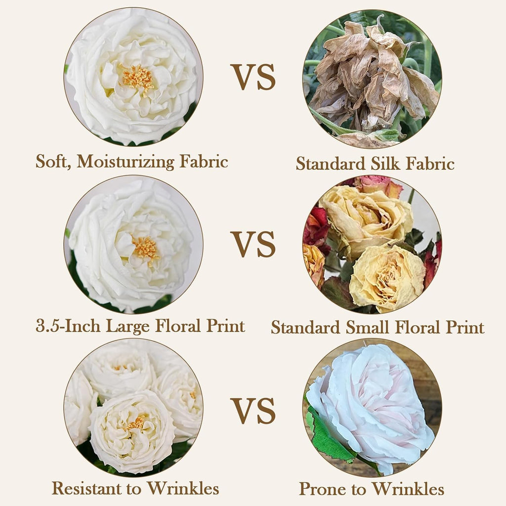 Peonies Artificial Flowers, 17'' Real Touch Peonies Fake Flower, David Austin Roses Fake Peonies in Pot Decor - Set of 6