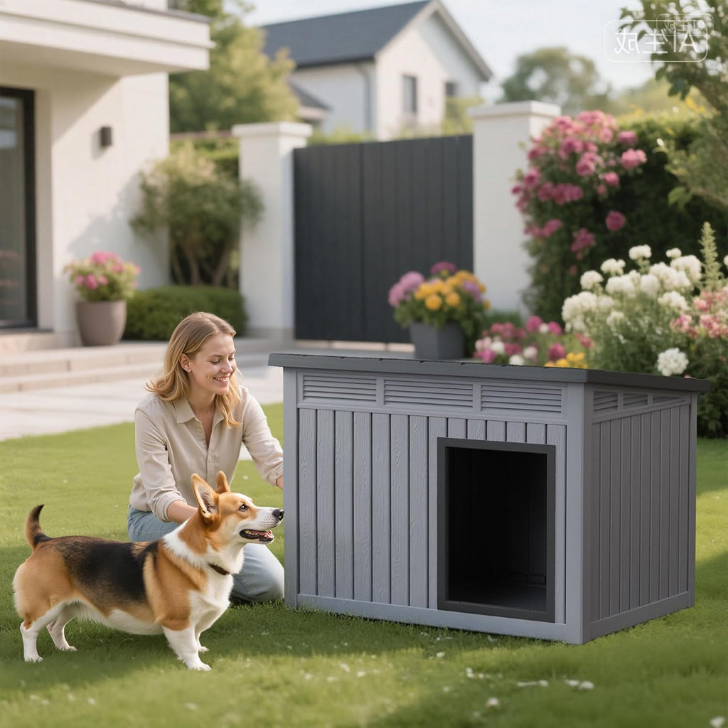 Dog House Indoor Outdoor, Waterproof Dog House for Small to Medium Dogs, Easy to Assemble and Clean, Doghouse with Air