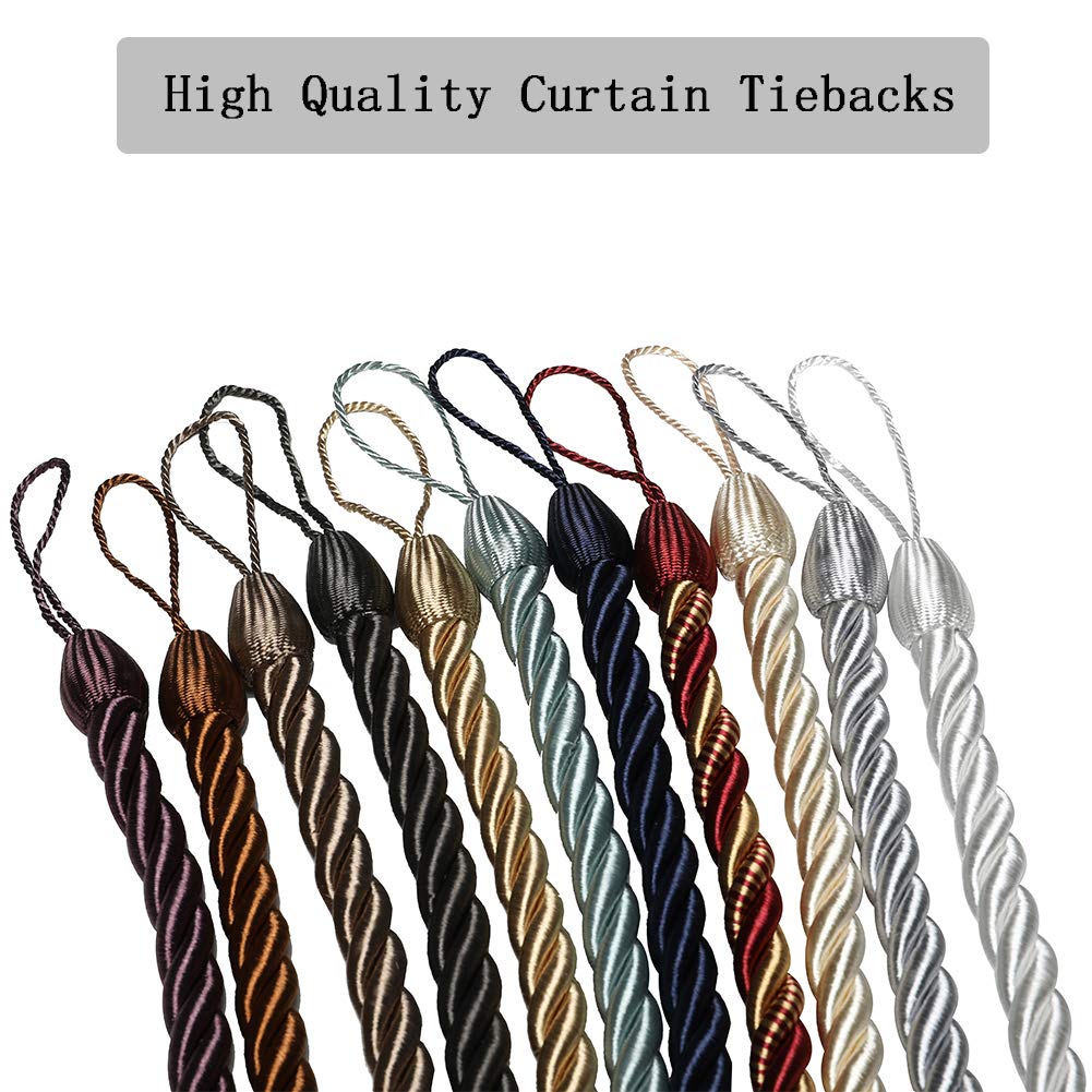 Curtain Tiebacks Ropes Tie-Backs,Handmade Holdbacks(Beige,2P)