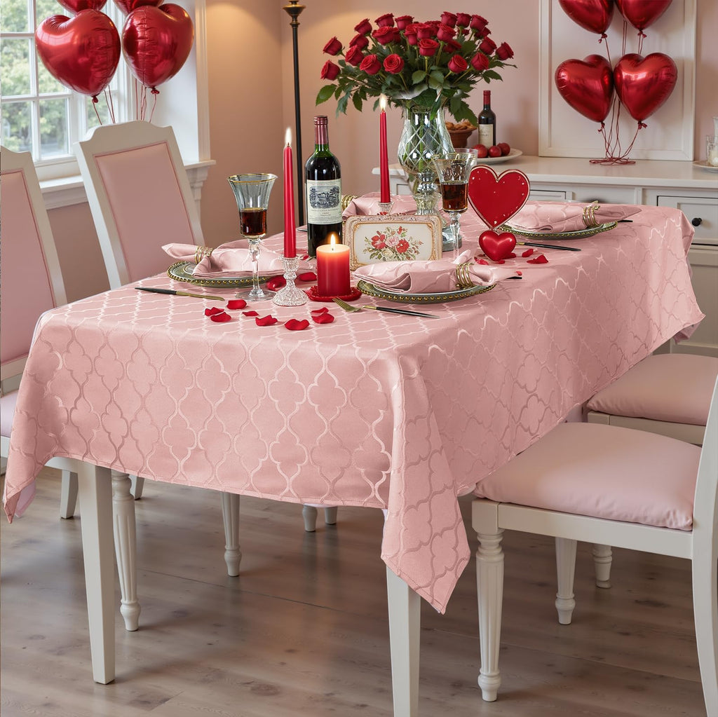 Pink Tablecloth Rectangle Jacquard, 60" x 102" Table Cloth