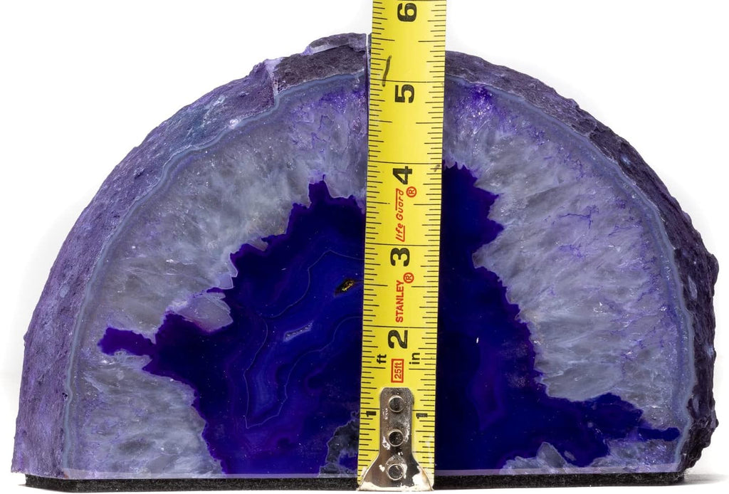 Agate Geode Bookends - Polished Crystal Stone Decorative Bookends Décor (8-10 lb, Purple)