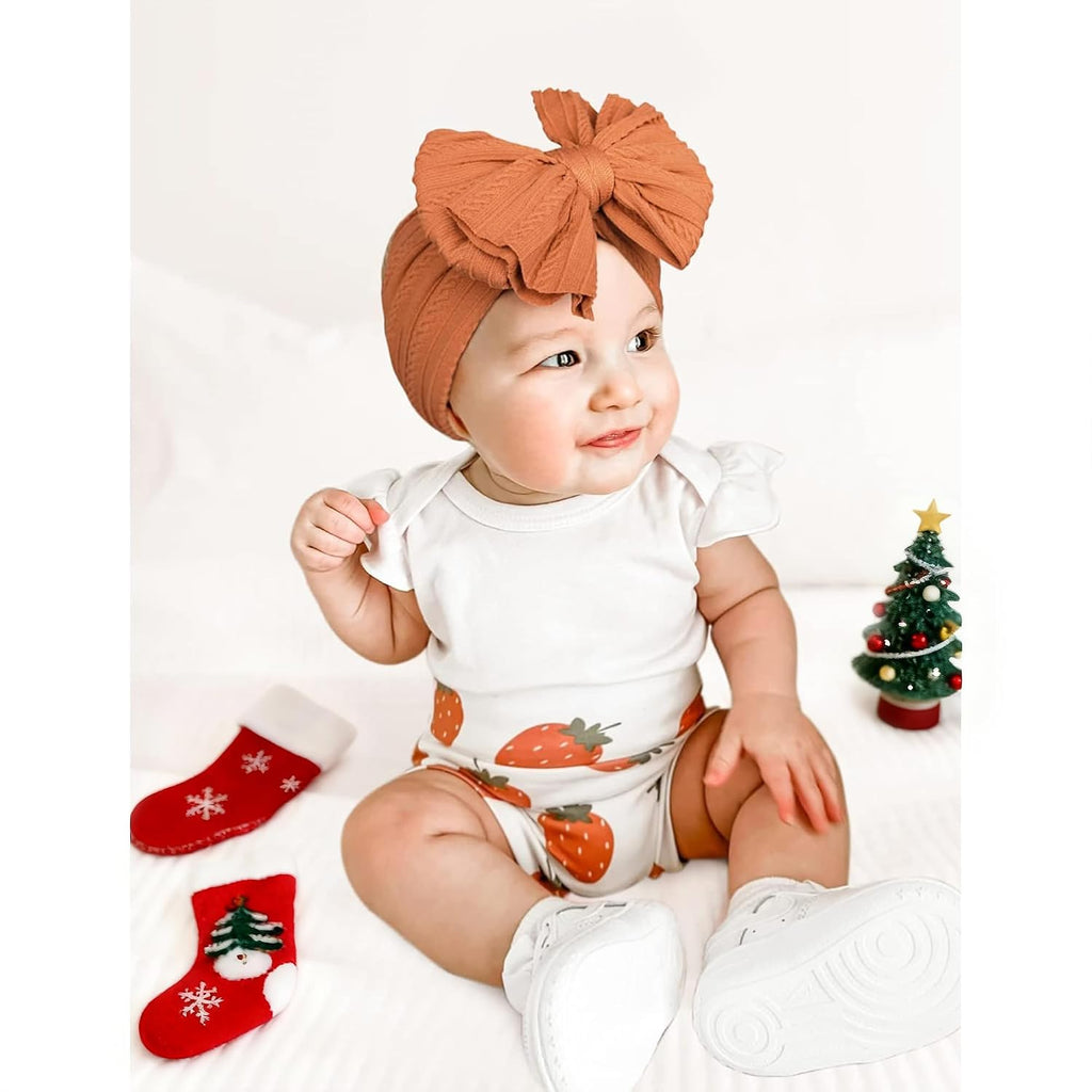 6 Pack Baby Girl Headbands with Bows, Soft Stretchy Nylon Bands