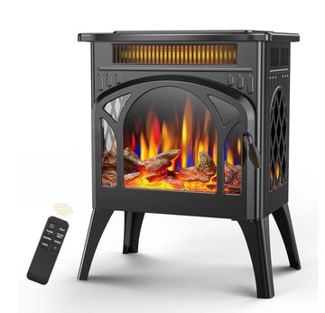 Fireplace Stove, Fast Heating, 1500W X Infrared Fireplace Heater with 8H Timer, Remote Control, Freestanding Stove