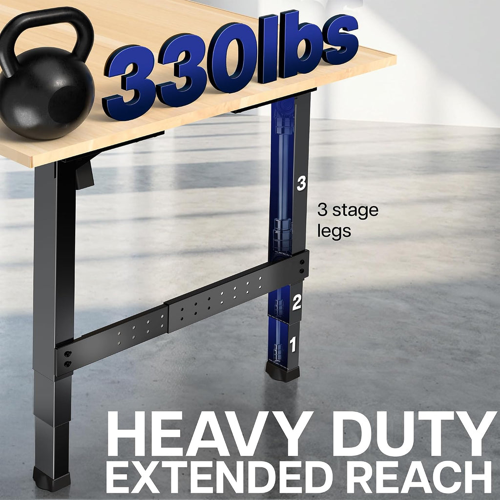 Premium Electric 4-Leg Dual Motor Standing Desk Frame for Table Tops up to 107 x 53 inches and 330 lbs, Memory