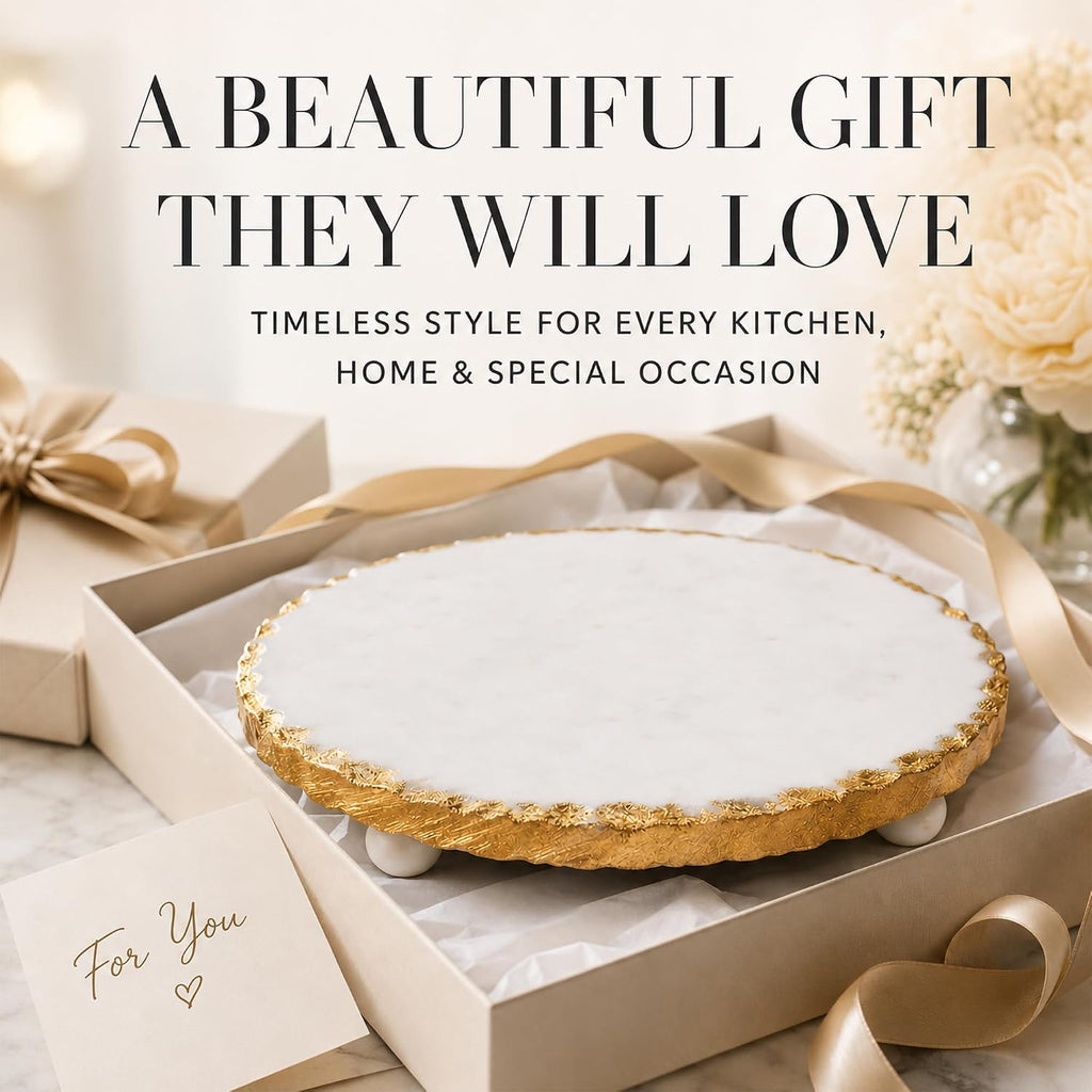 Marble Trivet, 1 1/4" x 8 1/2" dia, Gold
