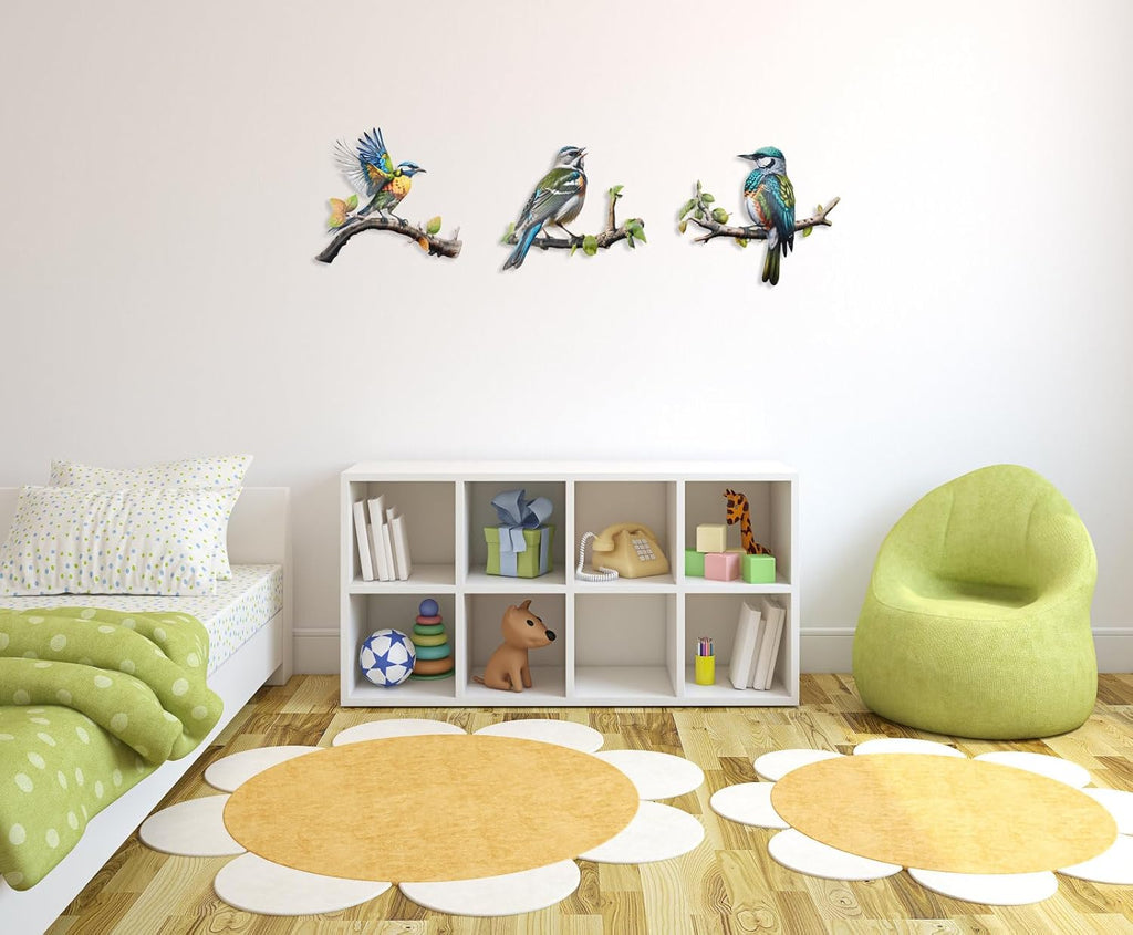 Metal Bird Art Wall Decor, Hummingbird Decorations Wall Decor Outside House Patio Garden Fence Porch Deck Wall - Set of 3