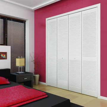 Closet Door, Bi-fold, Traditional Louver-Louver White (80x24)
