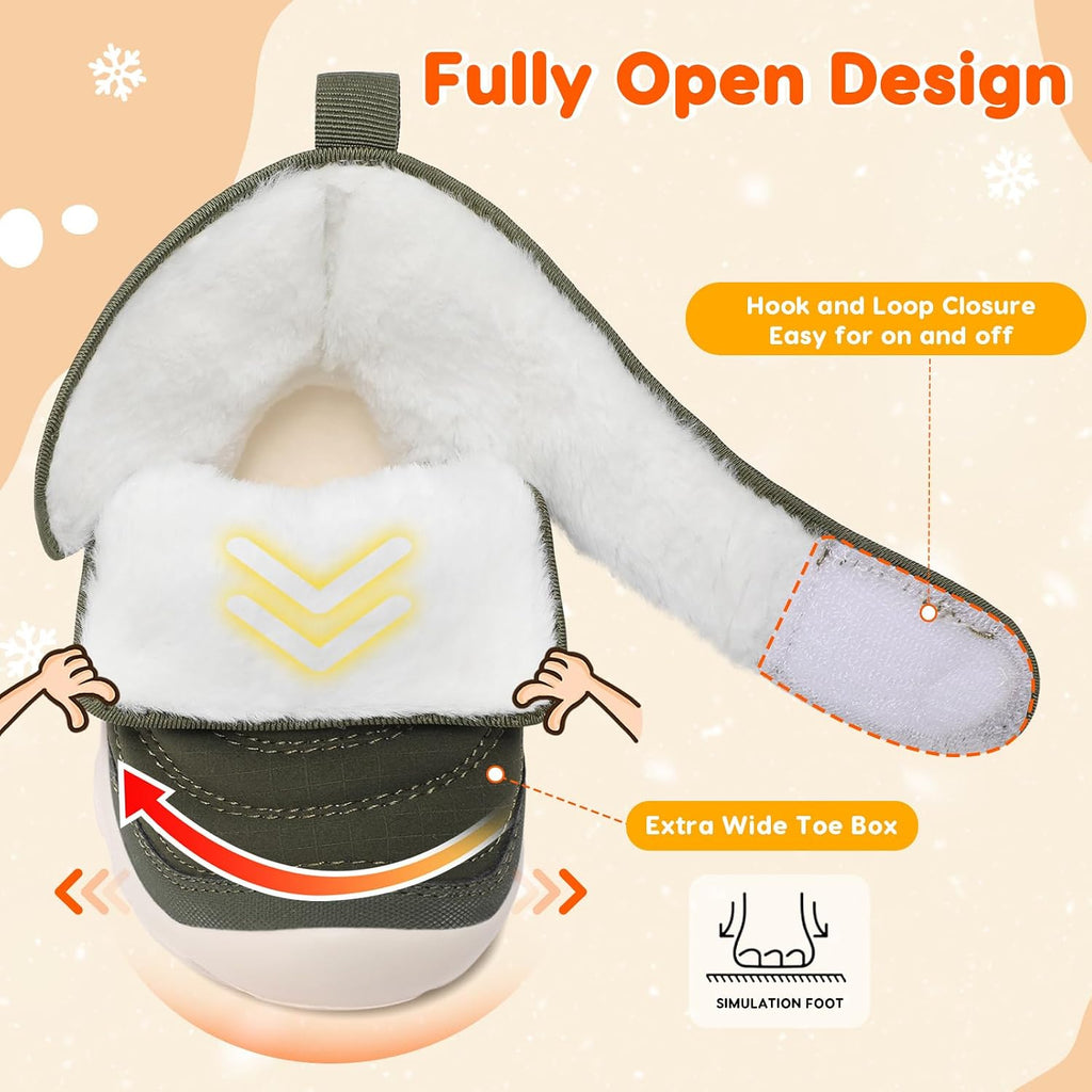 Toddler Snow Boots Boys Girls Barefoot Furry Wide Winter Boots