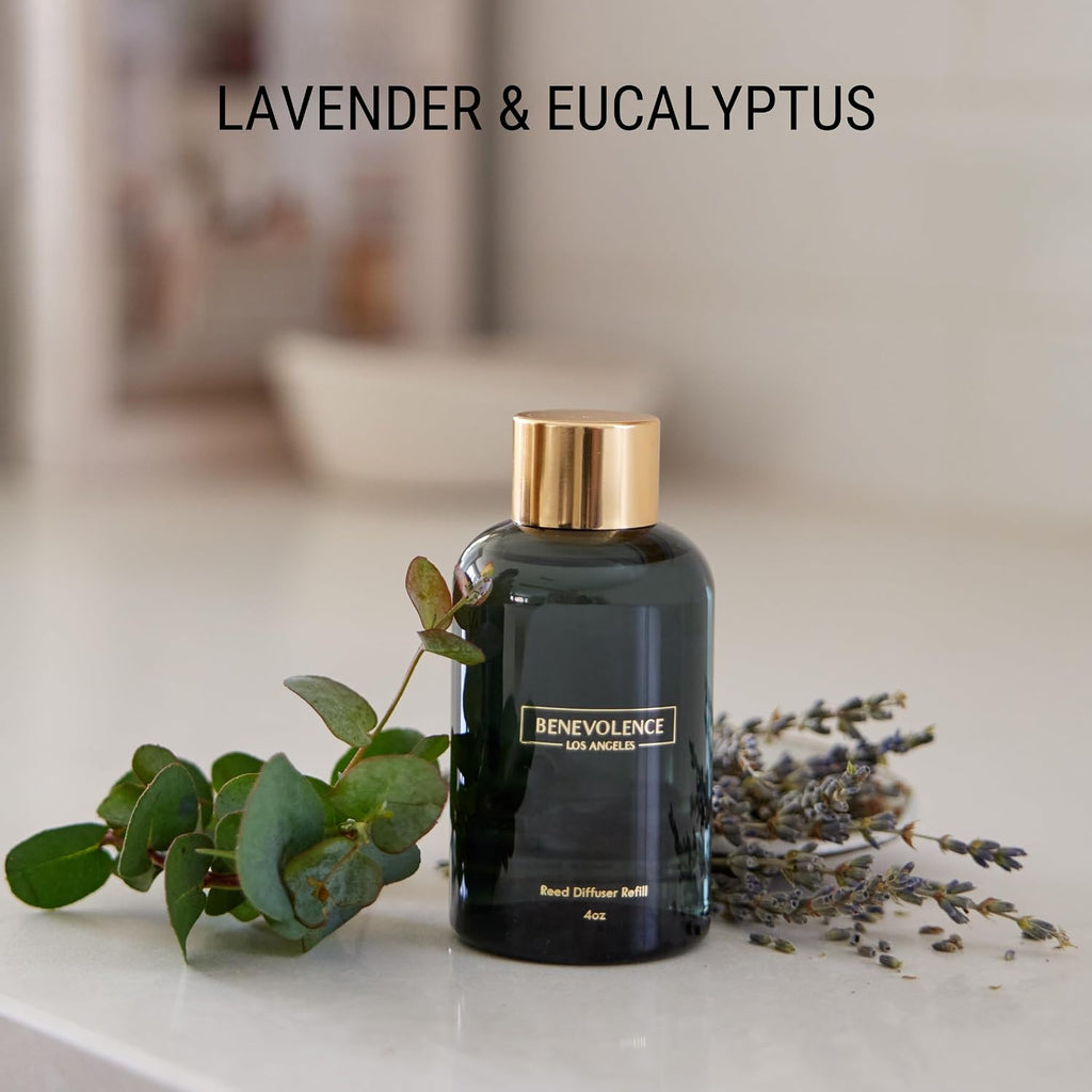 Lavender & Eucalyptus Reed Diffuser Oil Refill - 4 oz Long-Lasting Essential Oil Refill Fragrance Diffusers - Set of 4