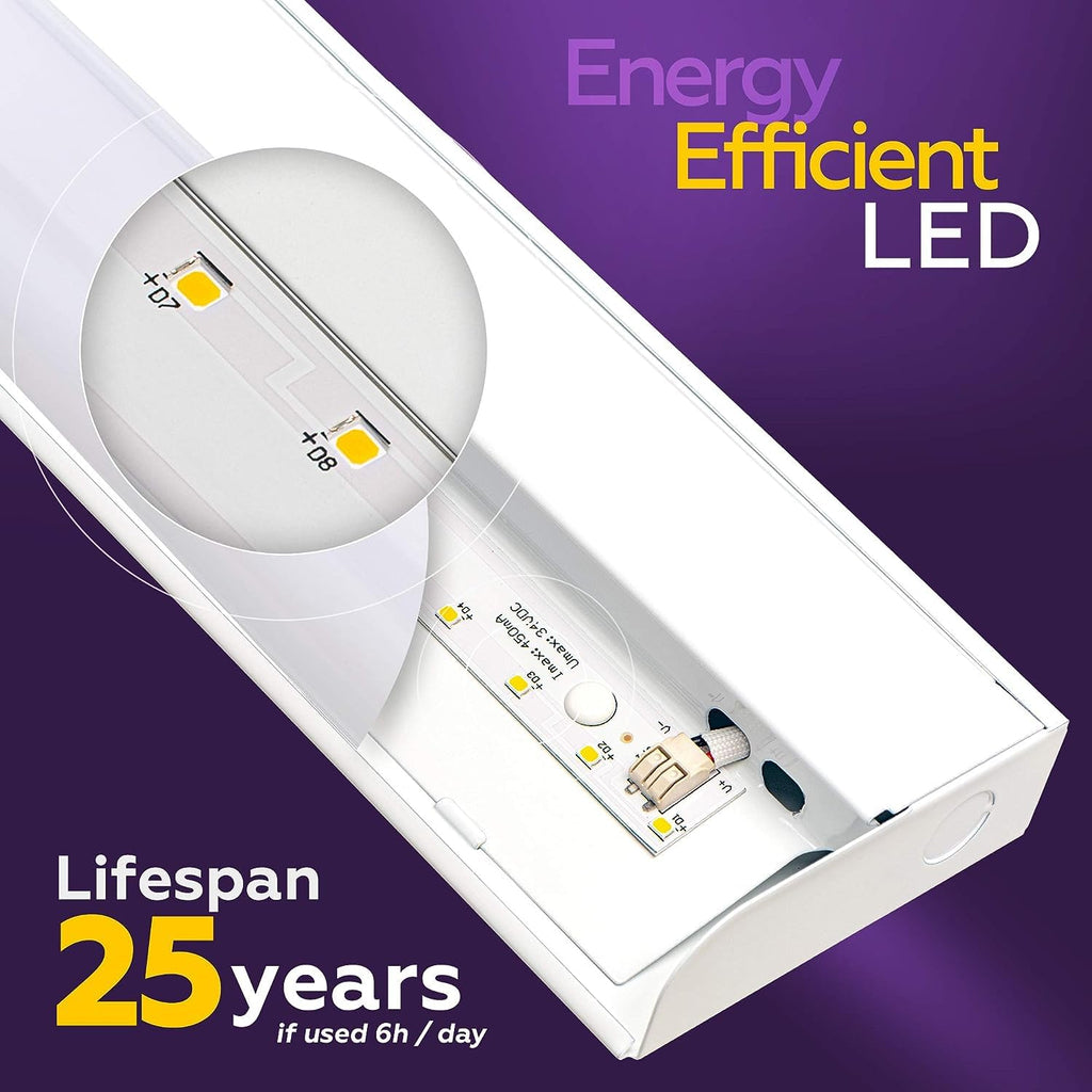 6 Pack 24" Hardwired Under Cabinet Lighting, 5000K Daylight, ETL, 1250lm
