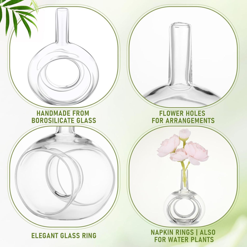 Glass Vases Napkin Rings Hand Blown Borosilicate - Set of 12