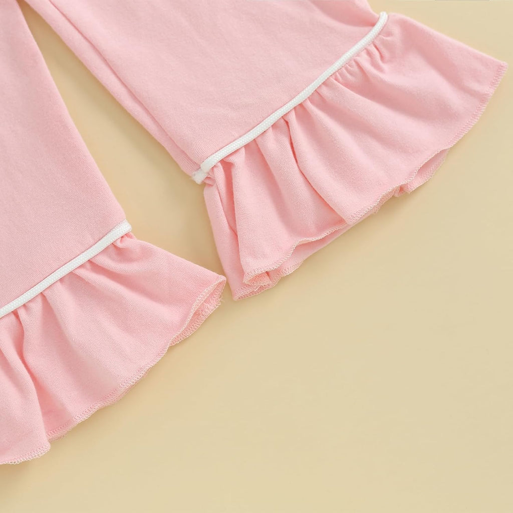 Toddler Baby Girls Pajamas Set Cotton Long Sleeve Ruffle Button PJs