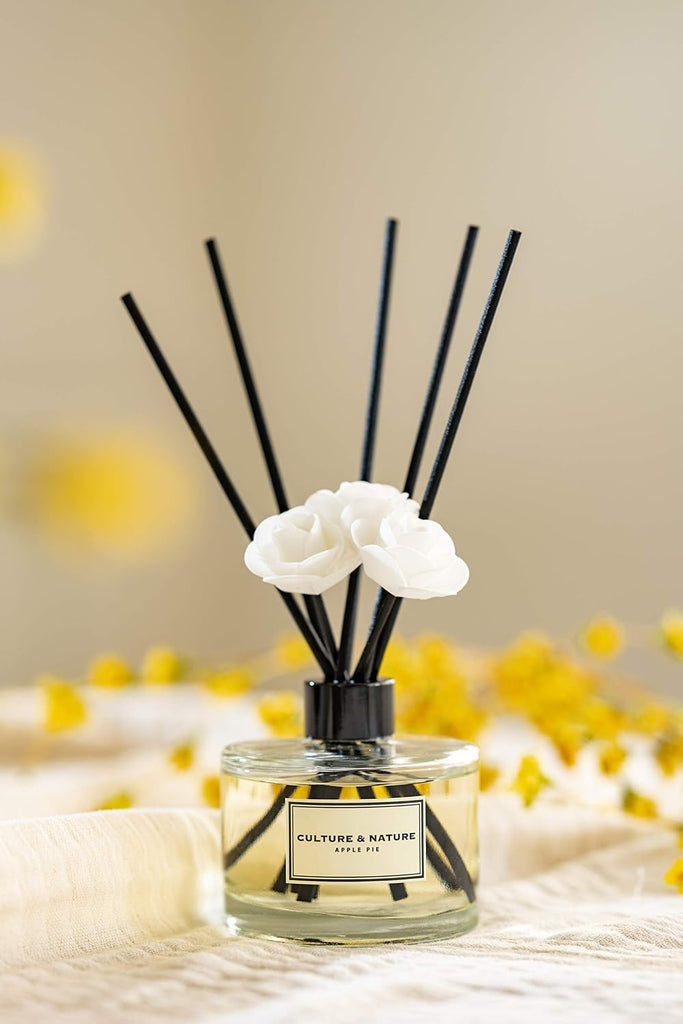 Reed Diffuser Set 6.7oz (200ml) Clean Cotton Scented Diffuser with Sticks Home Fragrance Reed Diffuser Shelf Decor