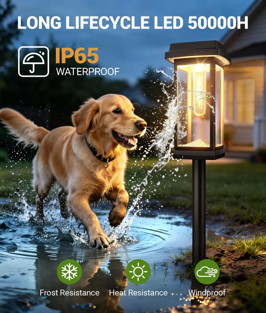 Solar Pathway Lights Outdoor, 4 Pack Upgraded Solar Garden Lights Solar Powered, Solar Lights Outdoor Waterproof