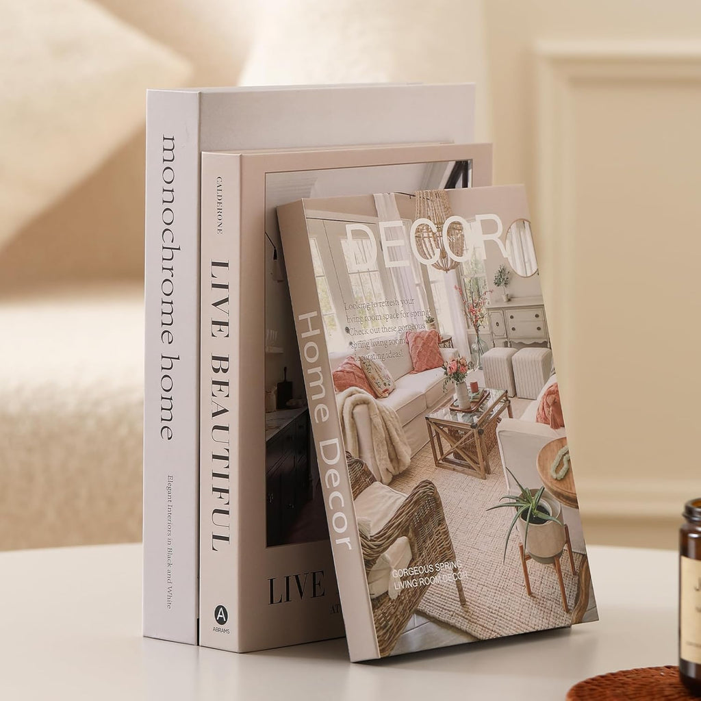 Aesthetic Decorative Books,Set of 3 Stylish Fake Books Storage Box | Modern Faux Books for Decoration,Decor Books Set