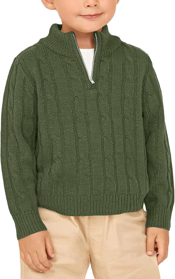 Toddler Boys Sweater Baby Cable Knit 1/4 Zip Sweaters Outfit