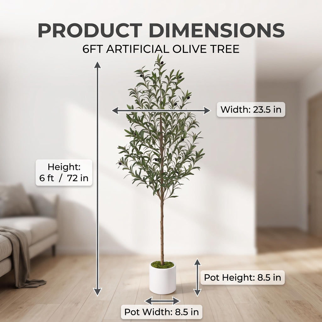 6ft Faux Olive Tree, Olive Trees Artificial Indoor with Planter