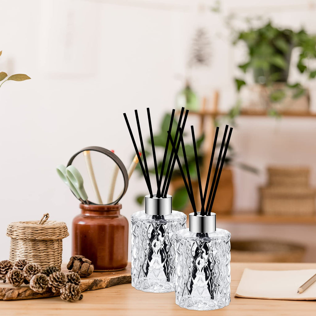 16 Pack Empty Reed Diffuser Bottles with Caps Rattan Sticks, Silver