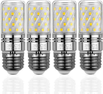 E26 LED Corn Bulbs 12W,3000K Warm White,1200LM,100W Incandescent Bulbs Equivalent,Pack of 4