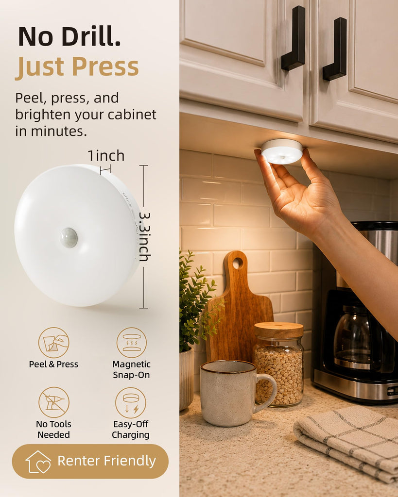 RGB Puck Lights with Charging Station, Motion Sensor Cabinet Lights