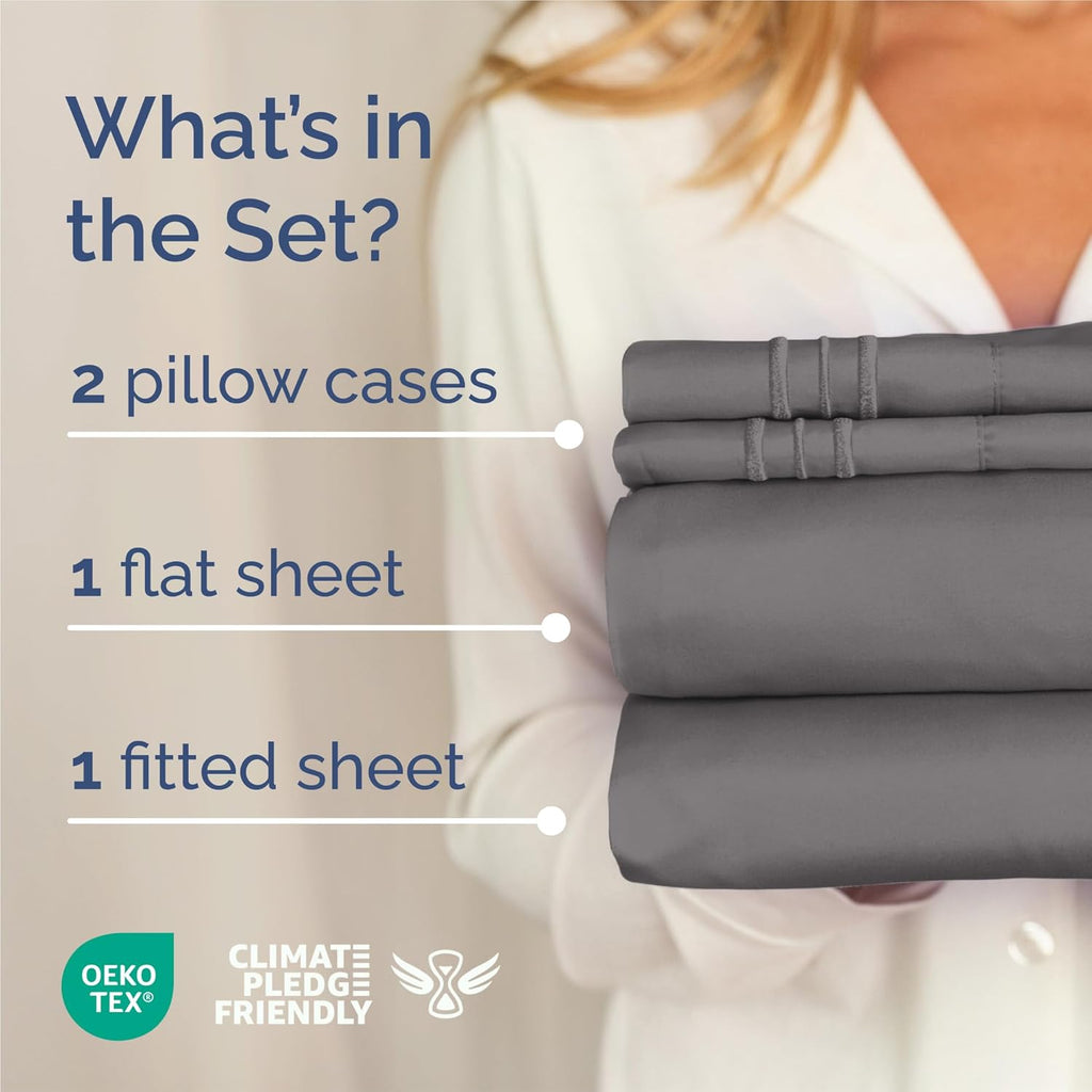 King 4 Piece Sheet Set - Comfy Breathable & Cooling Sheets - Hotel Luxury Bed Sheets for Women & Men - Deep Pockets
