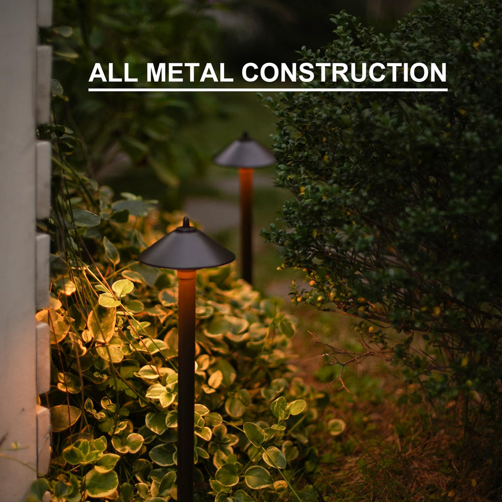 Landscape Lighting Outdoor Low Voltage Landscape Lighting Kits 8PK Pathway Lights Wired 1.2W 40 Lumen 2700K Metal 12V