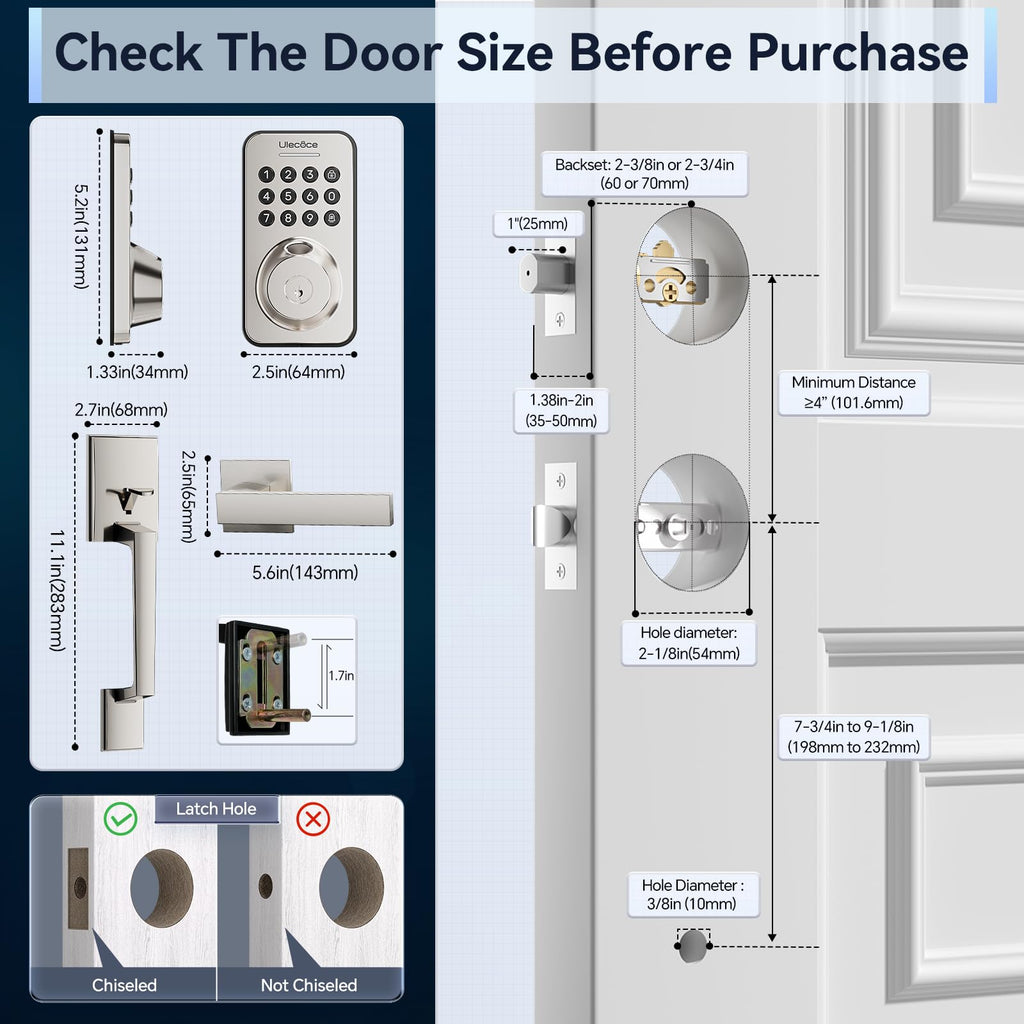 Fingerprint Deadbolt Door Lock for Front Door with Handle