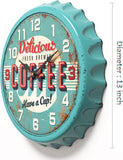 Menterry Bottle Cap Design Iron Retro Wall Clock, 13 inch Vintage Style
