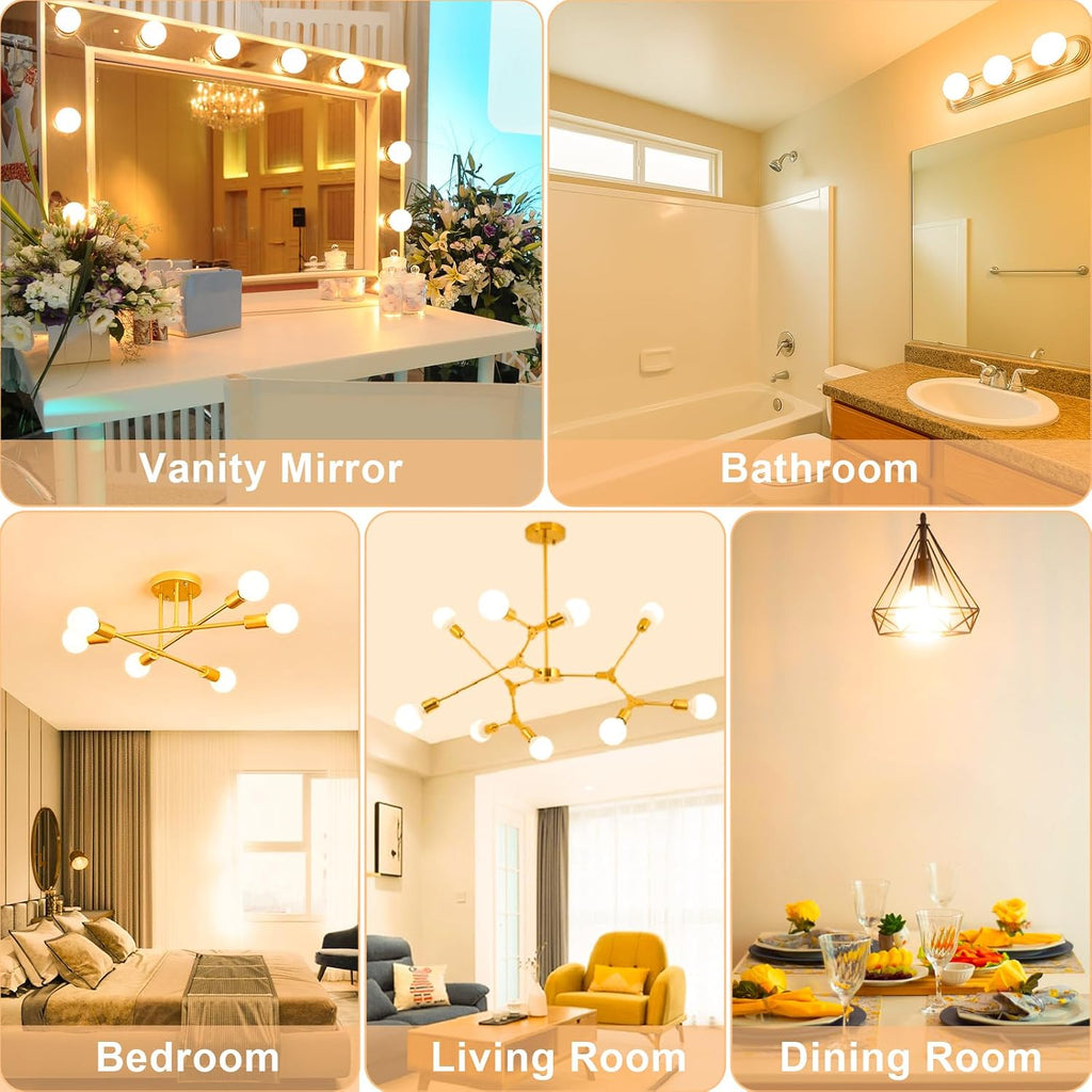 Vanity Globe Bathroom Light Bulbs 40W Equivalent 2700K Warm White