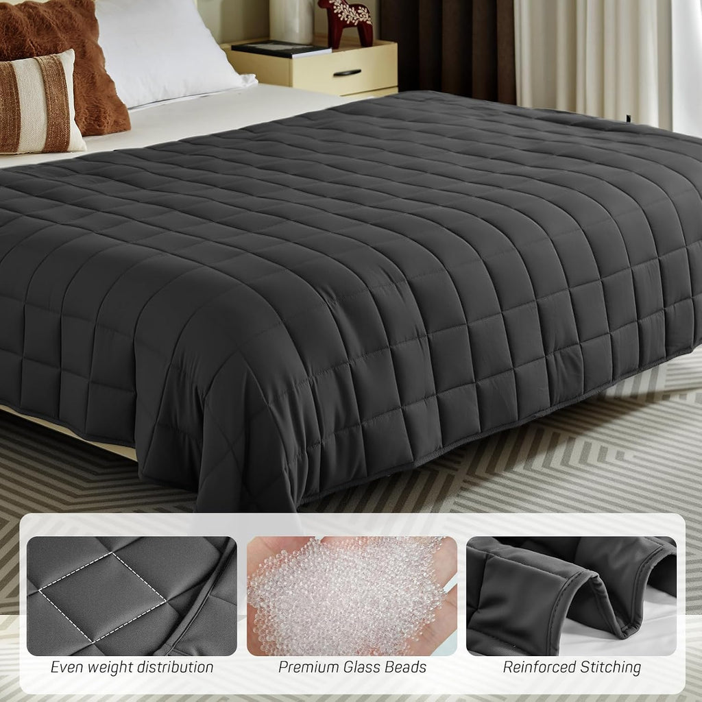 Weighted Blanket for Adults 15lbs, 48"x72", Twin Size Soft Cooling Weighted Blanket for 125-180lbs, Breathable Heavy