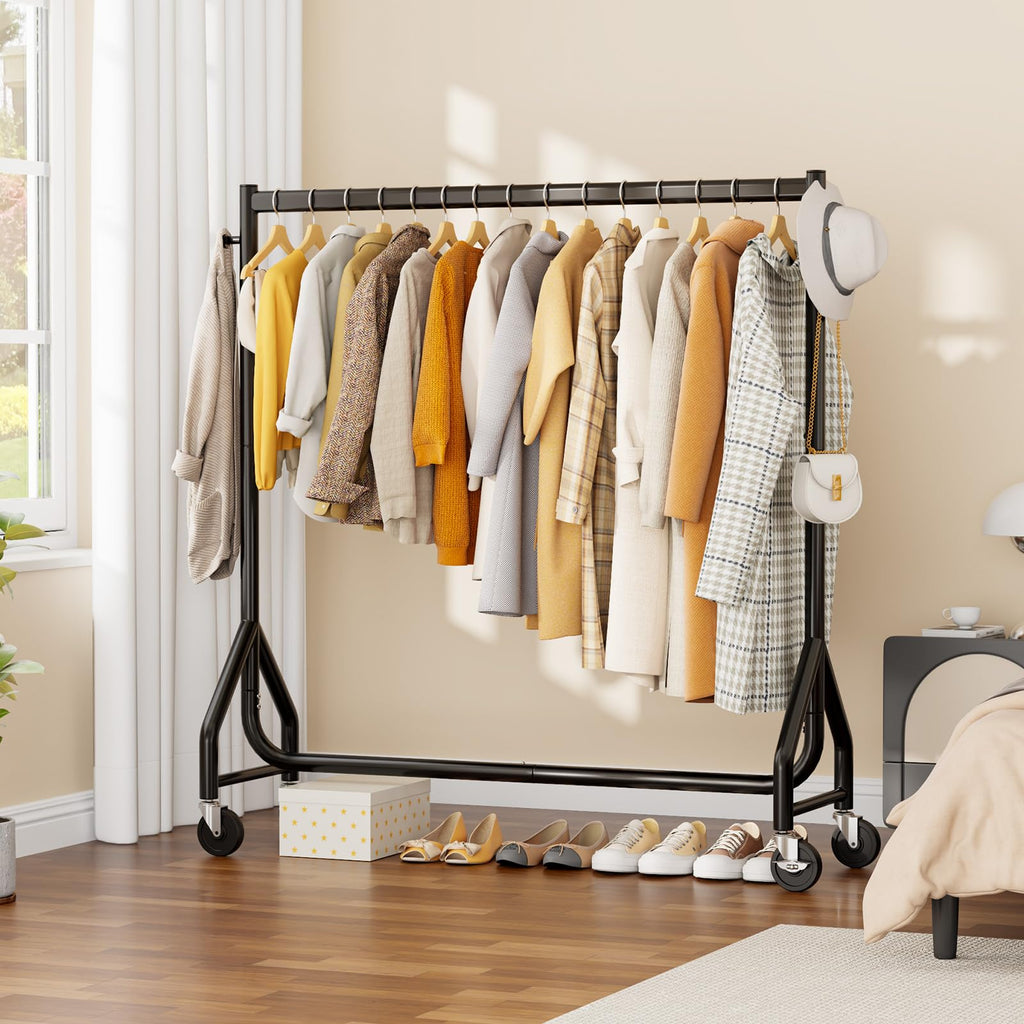 Clothes Clothing Rack, Rolling Heavy Duty Clothes Rack Load 420 LBS With Wheels, Clothes Rack for Hanging Clothes