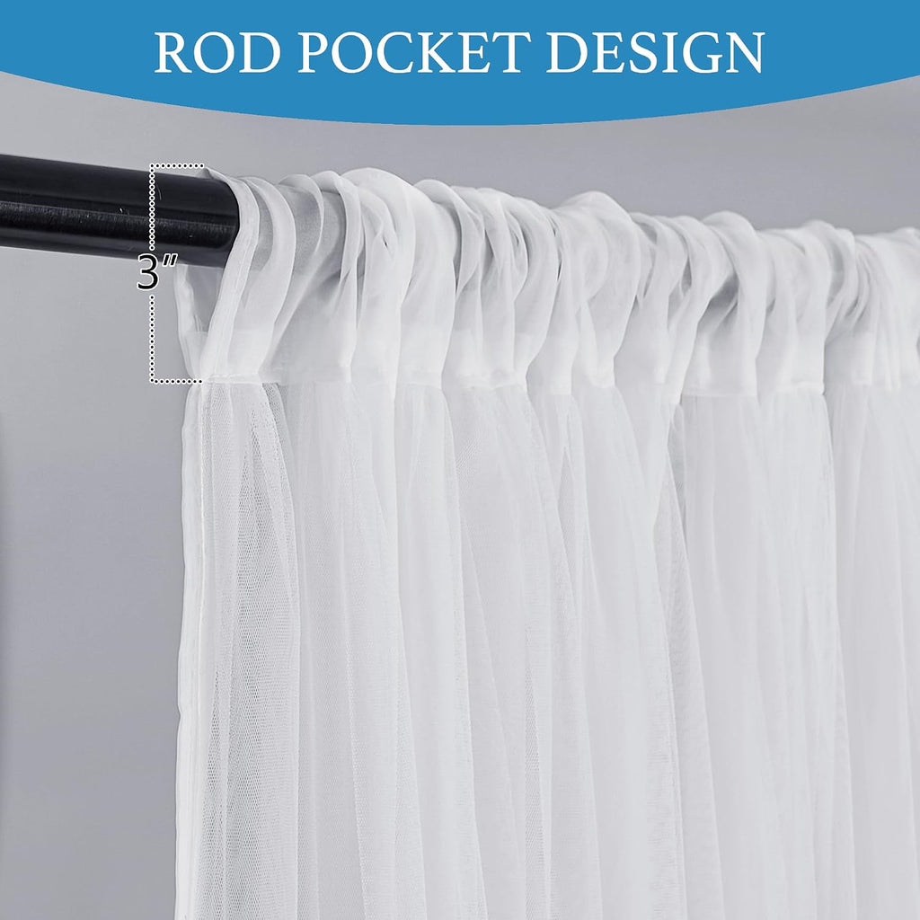 2 Layer Sheer Outdoor Curtains Waterproof Privacy | Light Filtering, Breathable, Drapes for Porch, Pergola, Pavilion