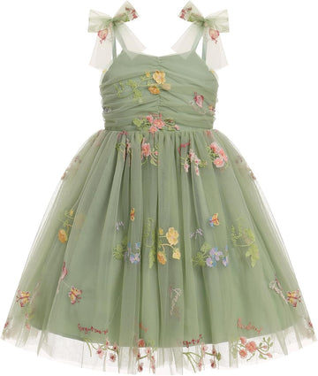 Baby Girls Birthday Party Dress Toddler Kids Bowknot Spaghetti Straps Tulle Tutu Princess Dress Pageant Holiday