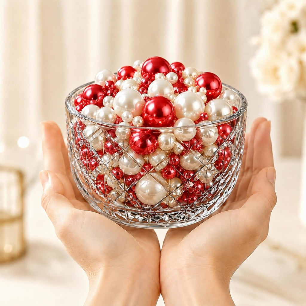 Vase Filler Beads, Pearl Beads for Vases Faux No Hole Pearls for Centerpieces Vases Wedding Home Table - Set of 200