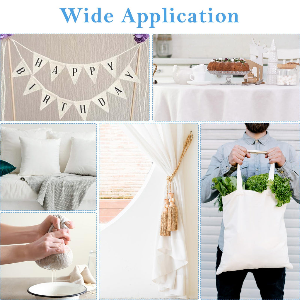 3 Yards White Cotton Fabric by The Yard Fabrics, 59 Inches Wide Medium Weight 100% Natural Cotton Fabrics, Bleached