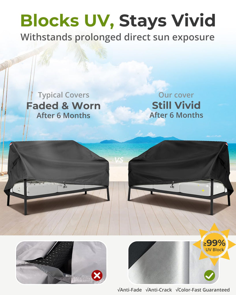 Outdoor Patio Sofa Cover fit 85 x 35 x 35 inch, 84 x 34, 83 x 33 Waterproof Weatherproof Heavy Duty 420D Garden