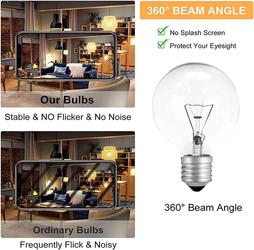 （4 Pack G25 Globe Light Bulbs - 60 W Incandescent Light Bulb, G25 Double Life Globe Bulb,2700K Soft White, E26 Base
