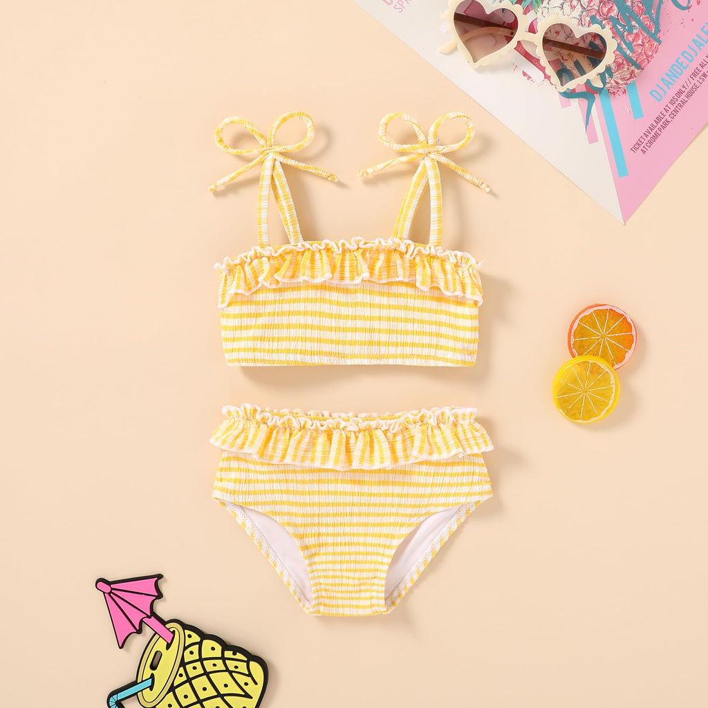 Toddler Swimsuit Girl Two Piece Bathing Suit Ruffle Adjustable Straps Bikini Set Baby Summer Beach