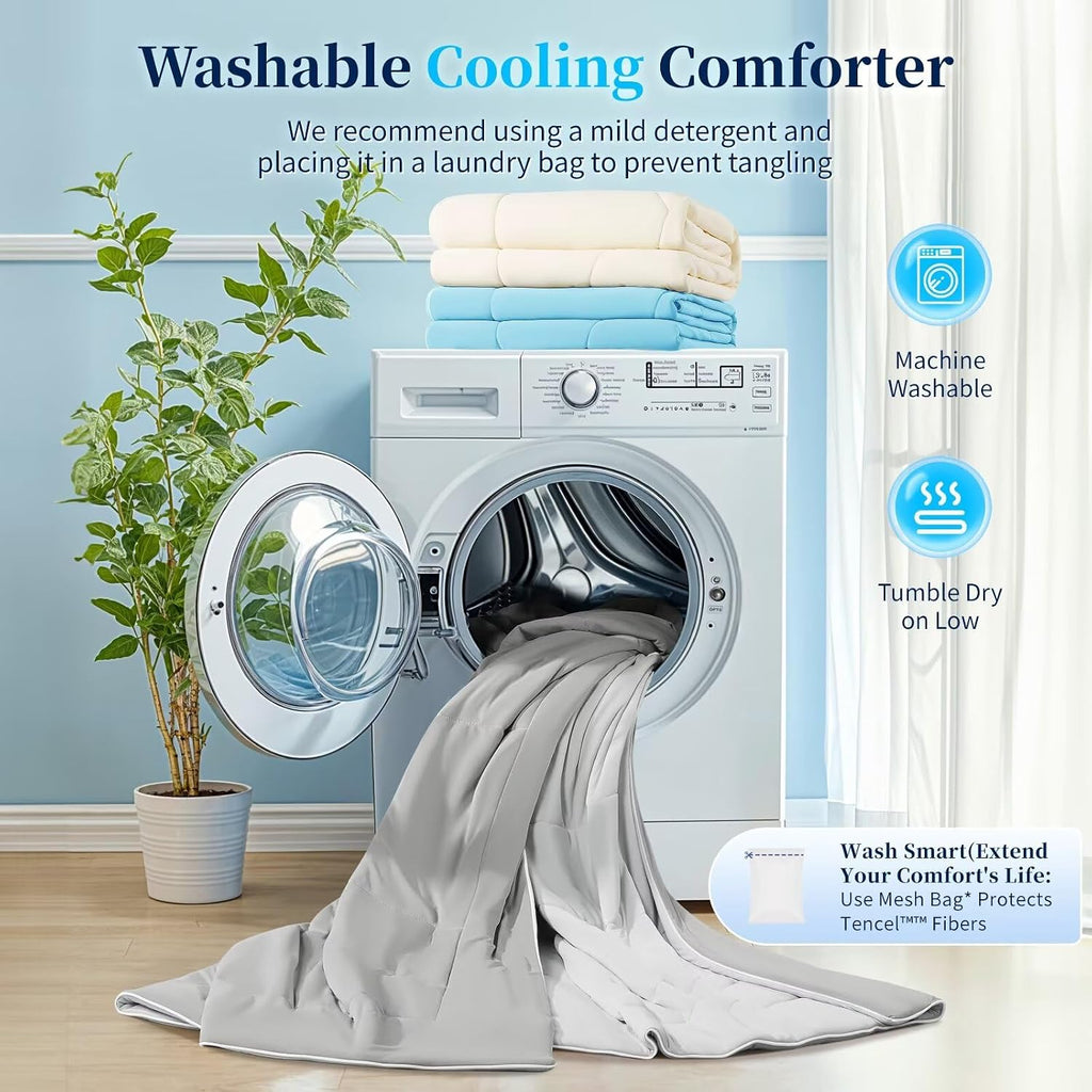 Cooling Comforter Queen Size, Double-Sided Cooling Blanket for Hot Sleepers Night Sweats, Summer Comforter for Queen