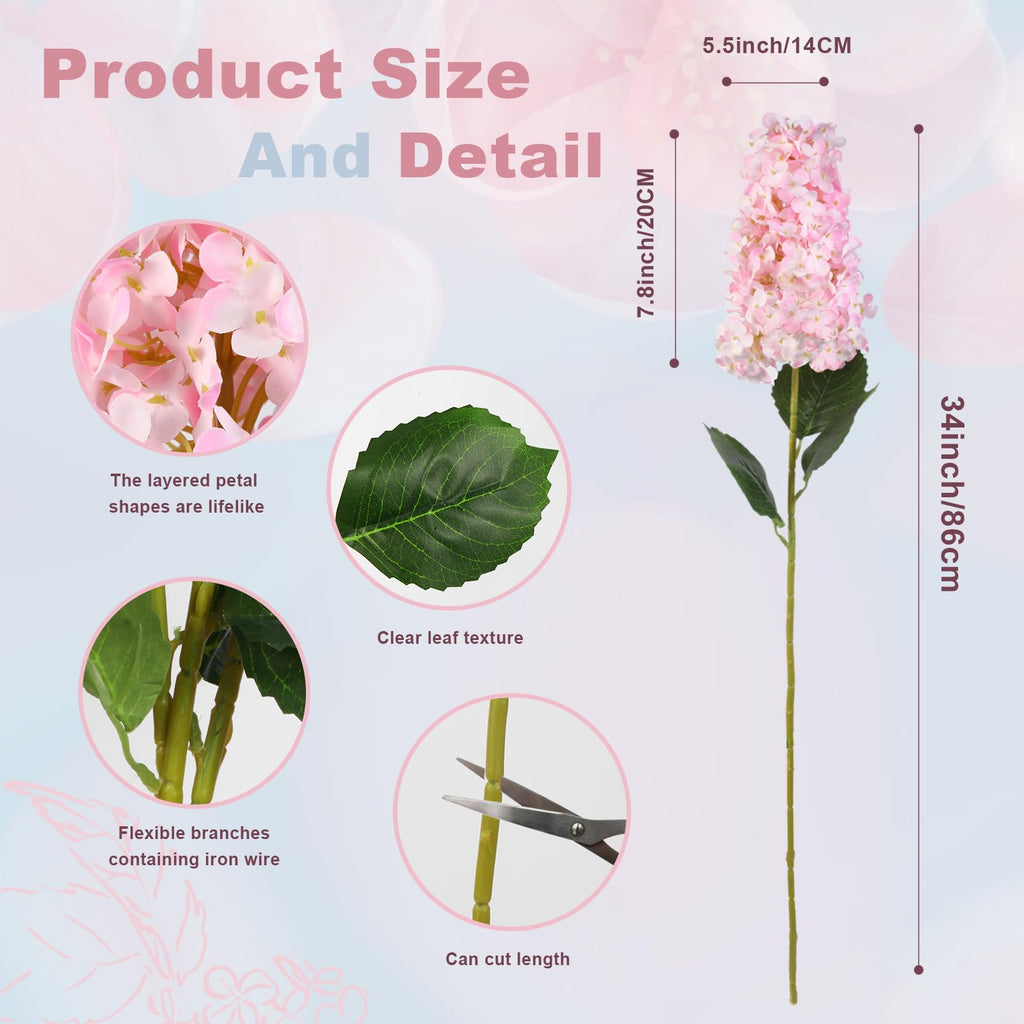 Pink Artificial 33.5" Conical Faux Hydrangeas